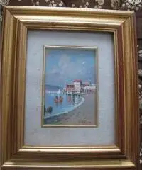 Piccolo quadro impressionista rappresentante un lido della c - Napoli